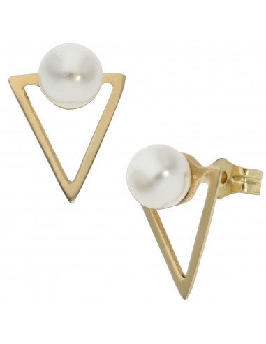 PENDIENTES ORO 18KL TRIANGULAR PERLAS