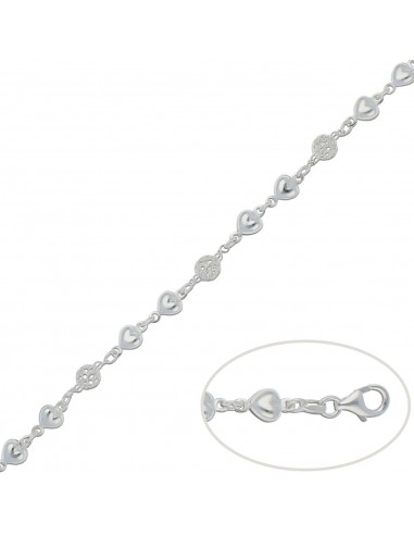 PULSERA CORAZONES + BOLAS PLATA 925MM