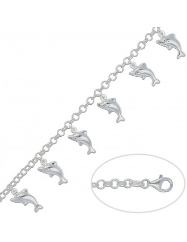PULSERA DELFINES PLATA 925MM