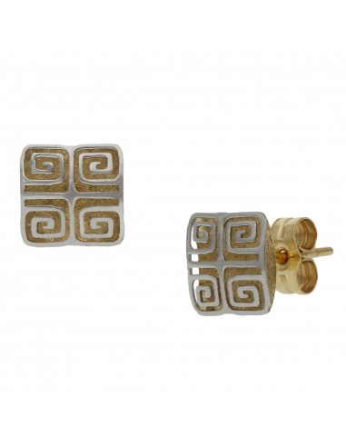 PENDIENTES BICOLOR ORO 18KL - 7X7MM