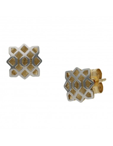 PENDIENTES BICOLOR ORO 18KL - 7X7MM