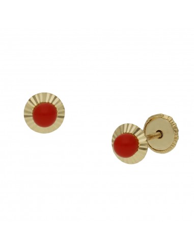 PENDIENTES ORO 18KL CORAL SINTETICO -...