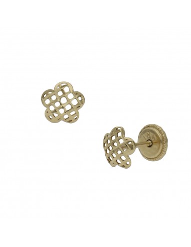 PENDIENTES TALLADOS ORO 18KL FLOR -...