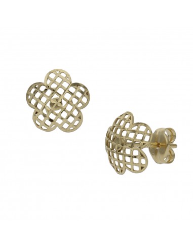 PENDIENTES TALLADOS ORO 18KL FLOR - 8MM
