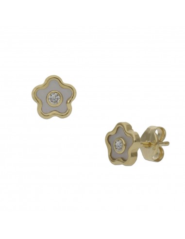 PENDIENTES ORO 18KL FLOR + NACAR - 6MM