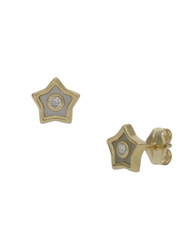 PENDIENTES ORO 18KL ESTRELLAS + NACAR...