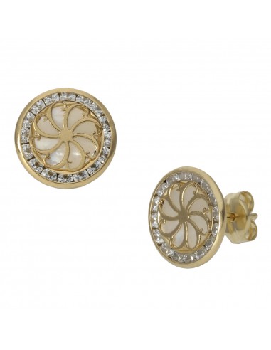 PENDIENTES FLOR ORO 18KL NACAR - 9.50MM