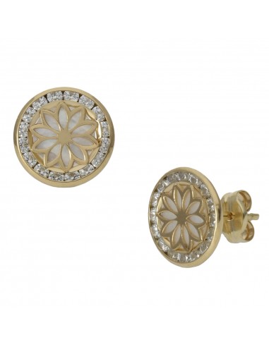 PENDIENTES FLOR ORO 18KL NACAR - 9.50MM