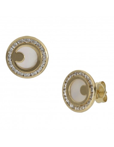PENDIENTES ORO 18KL NACAR + LUNA -...