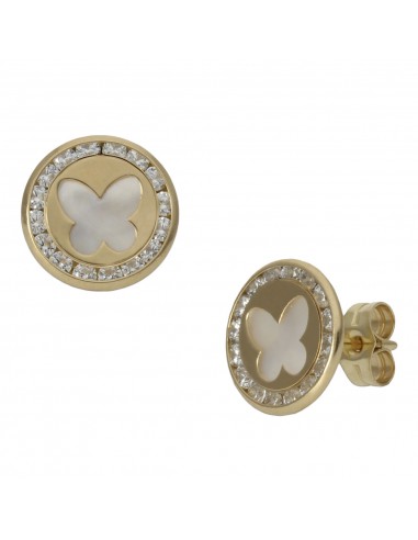 PENDIENTES ORO 18KL MARIPOSA + NACAR...