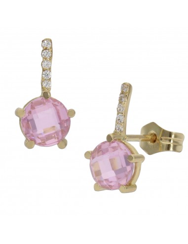 PENDIENTES ORO 18KL CIRCONITAS ROSA