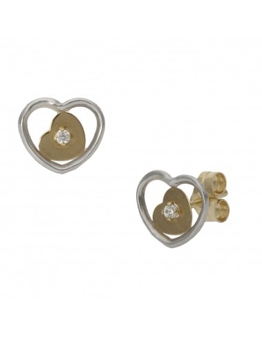 PENDIENTES BICOLOR ORO 18KL CORAZON -...