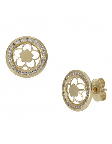 PENDIENTES FLOR ORO 18KL CIRCONITAS -...