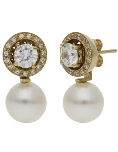 PENDIENTES 3 EN 1 ORO 18KL PERLAS...