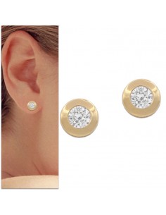 PENDIENTES CHATON ORO 18KL...