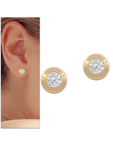 PENDIENTES CHATON ORO 18KL - 9MM