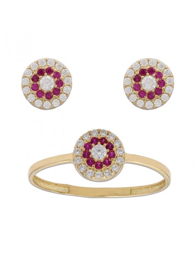PENDIENTES CIRCULO ORO 18KL - ROJO