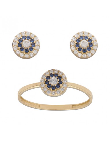PENDIENTES REDONDOS ORO 18KL - AZUL