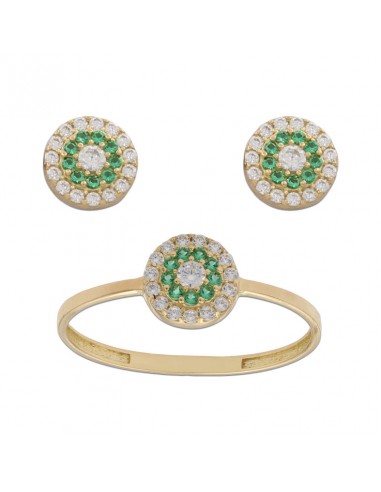 PENDIENTES CIRCULO ORO 18KL - VERDE