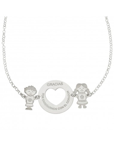 GARGANTILLA PLATA 925MM CORAZON + NIÑOS