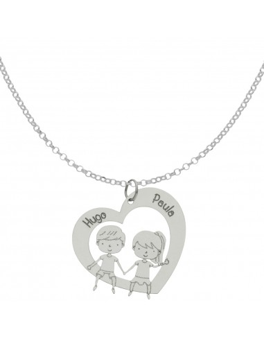 GARGANTILLA CORAZON+NIÑA+NIÑO PLATA...