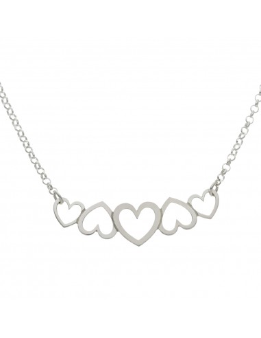 GARGANTILLA CORAZONES PLATA 925MM