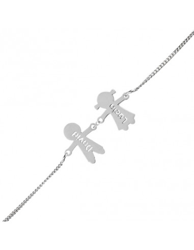 PULSERA NOMBRE NIÑA + NIÑO PLATA 925MM