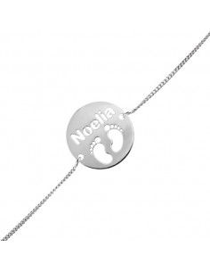 PULSERA NOMBRE + PIES PLATA...