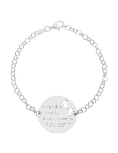 PULSERA PROFE PLATA 925MM + FRASE - 25MM