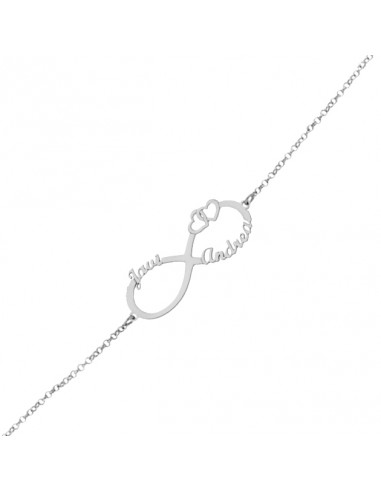 PULSERA INFINITO + CORAZONES PLATA 925MM