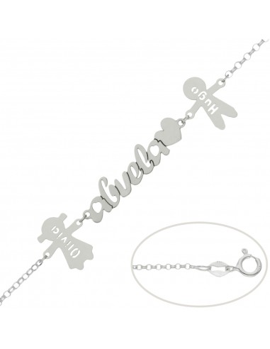 PULSERA ABUELA + NIÑOS PLATA 925MM