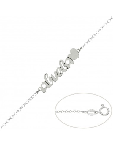 PULSERA ABUELA + CORAZON PLATA 925MM