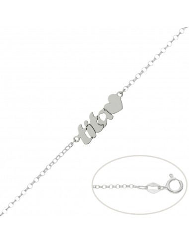 PULSERA TITA + CORAZON PLATA 925MM
