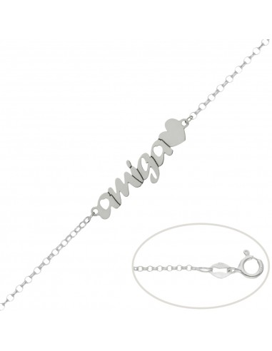 PULSERA AMIGA + CORAZON PLATA 925MM