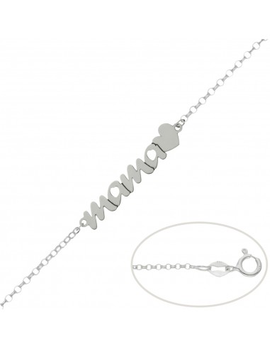 PULSERA MAMA + CORAZON PLATA 925MM
