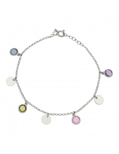 PULSERA CIIRCULOS + PIEDRAS PLATA 925MM