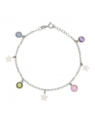 PULSERA ESTRELLAS + PIEDRAS PLATA 925MM