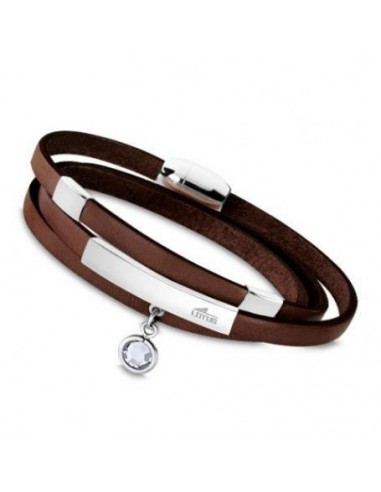 PULSERA 3 VUELTAS PIEL  MARRON SEÑORA...