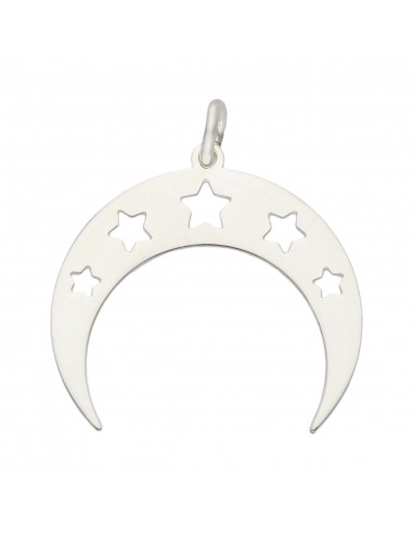 COLGANTE LUNA + ESTRELLAS PLATA 925MM