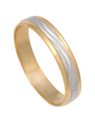 ALIANZA BICOLOR TALLADA ORO 18KL DE 4MM