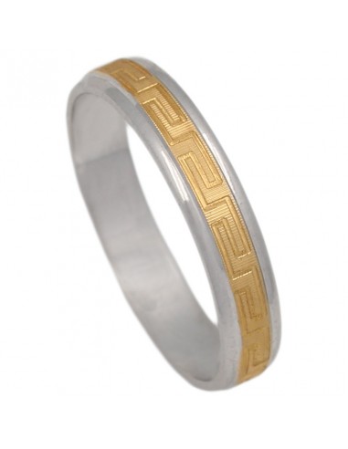 ALIANZA BICOLOR ORO 18KL CON GRECA - 4MM