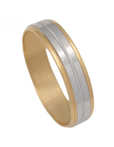 ALIANZA BICOLOR TALLADA ORO 18KL DE 5MM