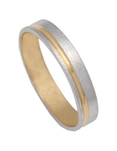 ALIANZA BICOLOR ORO 18KL MATE-BRILLO 4MM