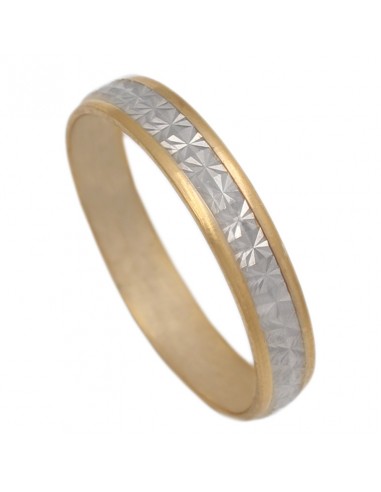 ALIANZA BICOLOR TALLADA ORO 18KL DE 4MM