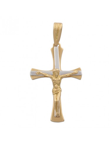 CRUZ EN ORO DE 18KL CON CRISTO BICOLOR