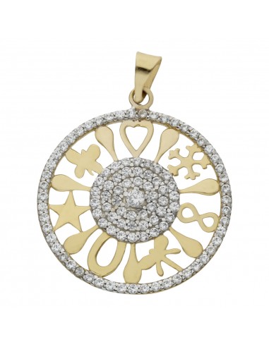 COLGANTE ORO 18KL SIMBOLOS CIRCONITAS